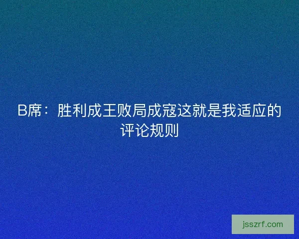 B席：胜利成王败局成寇这就是我适应的评论规则