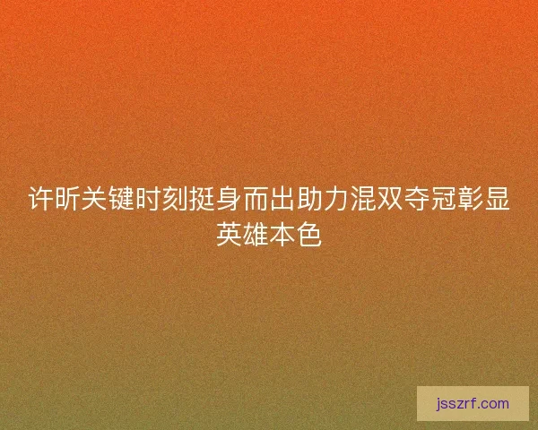 许昕关键时刻挺身而出助力混双夺冠彰显英雄本色